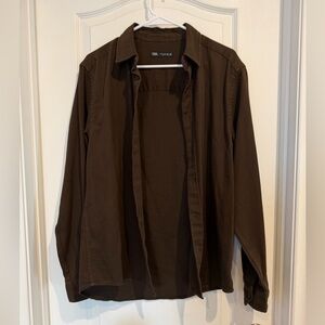 Zara Men's Dark Brown Shirt Jacket